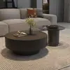 Nueva mesa de centro de losa de roca de vidrio negro estilo chino, mesa de centro minimalista italiana para sala de estar, mesa de té combinada simple de alta gama