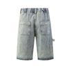 Novos Shorts Jeans Cargo Masculinos de Verão 2024 com Cintura Elástica, Shorts de Comprimento Médio Estilo Japonês, Modelo Solto de Perna Reta