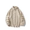Camisa de hombre otoño e invierno nuevo estilo Hong Kong talla grande camisa de pana suelta chaqueta estampada camisa de manga larga para hombre
