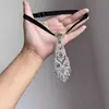 Corbata Blanca de Diamantes Vintage Estilo Francés, Declaración de Moda Versátil y de Alta Gama, Collar de Lujo de Nicho para Mujer