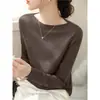 Camiseta base de otoño fina de un solo hombro ajustada de manga larga, diseño nuevo, top de punto adelgazante para mujer