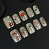 Uñas de Manicura, Uñas Portátiles, Moño de Cereza Corto, Ojo de Gato, Lunares de Alta Gama, Uñas Postizas Blanqueadoras Lindas, Pegatinas para Manicura