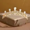 Tiara Coroa de Noiva Vestido de Casamento Branco Acessórios de Cabelo de Aniversário Colar Brincos de Luxo Coreano Conjunto de Três Peças para Mulheres