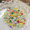 Pedras de Strass Coloridas Mistas para Nail Art, Fundo Plano, Redondas, Super Brilhantes, Mini Pedras Redondas Pequenas, Pedras de Strass Trituradas, Pedras de Strass Empilhadas, Decorações para Unhas, Atacado