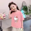 Camiseta de Manga Corta de Algodón Puro para Niñas Verano Nuevo Estilo Tops de Manga Corta para Niños Mayores Camisas Base de Manga Media Dulces y Lindas