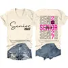 Senir senior cheer 2027 Amazon eBay Estação Independente Moda Confortável Camiseta Feminina Manga Curta Gola V