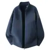 Cardigan de Lã Fleece Masculino Primavera Sudadera Masculina Gola Alta em Fleece Polar Jaqueta Casual Fashion Casaco Masculino