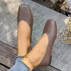 Zapatos de Salón Individuales para Mujer de Talla Grande para Exportación, Moda Trendy Nueva Primavera y Otoño 2025 Zapatos Cómodos de Punta Cuadrada Planos Bajos Mocasines para Mujer