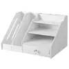 Organizador de Arquivos Mesa Armazenamento Multicamadas Estante Escrivaninha Material de Escritório A4 Organizador de Arquivos Prateleira Caixa de Armazenamento de Arquivos
