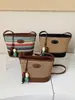 Bolso de Hombro Tejido a Rayas Arcoíris Nuevo 2026 Transfronterizo para Mujer, Bolso Cubo Estilo Vacaciones, Bolso Cruzado de Moda para el Trabajo