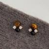 Pendientes vintage de otoño e invierno con hebilla de oreja de piedra de ojo de tigre de Maillard, de moda, ligeros, de lujo, de alta gama, 2024, nuevos y populares para mujer.