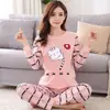 Nuevos Pijamas de Primavera y Otoño para Mujer, Pantalones de Manga Larga, Dibujos Animados Lindos, Casual y Cómodos, Ropa de Casa para Dormitorio de Estudiantes, Conjunto de Dos Piezas
