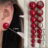 Pendientes Retro de Cuentas de Pan Oversize, Pendientes de Perla Sencillos y Personalizados de Aguja de Plata S925 Exagerados de Gama Alta