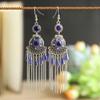 Aretes largos de borla de cadena larga con cuentas de estilo étnico transfronterizo, de alto sentido femenino, bohemios para viaje, joyería para la oreja al por mayor