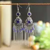 Brújulas Redondas Exóticas Transfronterizas Europeas y Americanas Pendientes Largos Estilo Chino Pendientes Elegantes con Borlas Retro Europeos y Americanos