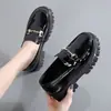 Zapatos de Plataforma Versátiles de Suela Gruesa, Mocasines Elegantes Nuevos para Mujer de Cuero Suave y Suela Blanda, Zapatos de Cuero Slip-On Estilo Británico