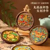 Posavasos de Madera de Nogal Seleccionada Estilo Dunhuang Paquete de Materiales Hechos a Mano para DIY Sin Esmalte Pintura sobre Seda Jingtailan Regalo Cultural y Creativo