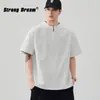 Top de Media Cremallera Estilo Americano Moderno Versátil 2026 Nuevo para Hombre Verano Delgado Casual Manga Corta Camiseta para Hombre