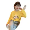 Camiseta de Manga Larga con Estampado de Dibujos Animados para Niñas 2026 Nuevo Top de Verano para Niños Mayores, Elegante Camiseta Básica de Algodón Puro
