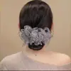 2026 Verano Nuevo Gasa Nebulosa Estampado de Leopardo Lazo con Perlas Goma para el Pelo de Intestino Grande Flor para el Pelo de Alta Gama Elegante Accesorio para el Pelo