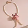 Collar de borla con cuentas florales rosas transfronterizo europeo y americano, cadena para clavícula dulce y elegante, accesorio femenino exquisito y versátil al por mayor