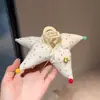 Pinza para el Cabello de Estrella de Cinco Puntas con Lunares Lindos Diseño de Nicho Pinza Tiburón de Algodón de Lunares Coloridos en la Parte Posterior de la Cabeza