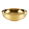 Estilo Coreano Acero Inoxidable Capa Única Tazón para Fideos Fríos Tazón Dorado para Ramen Tazón para Bibimbap Tazón de Sopa para el Hogar Tazón para Fideos Instantáneos Tazón para Ensalada de Frutas