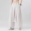 Nuevos pantalones de pierna ancha de verano para hombre, pantalones rectos holgados de algodón y lino de moda, pantalones de lino para hombre, pantalones tradicionales chinos de linterna talla grande