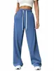 Novedad Primavera y Verano 2026 Amazon Wish Transfronterizo Europeo y Americano Pantalones Deportivos Casuales de Pierna Ancha Rectos Holgados para Mujer