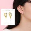 Pendientes de Plata de Ley S925 con Colgante de Diamante Cuadrado, Base Vacía para Pendientes, Moda Japonesa y Coreana, Pendientes Elegantes, Simples, de Gama Alta, Soporte Vacío