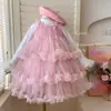 Vestido para niña, nuevo estilo otoño 2026, top base, lindo vestido de malla con tirantes y volantes, conjunto de dos piezas