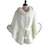 Casaco tipo capa outono e inverno 2026 novo estilo popular elegante cor sólida estilo coreano peça de outer wear de alta qualidade com gola de pele corte solto