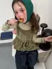 Roupa Infantil Coreana 26 Outono Meninas Tricô Camisole Manga Longa Camada Base Nova Casual Versátil Calça Wide Leg Conjunto de Três Peças
