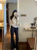 E go studi Forro interior de felpa Cintura con cordón de ajuste Pierna ligeramente acampanada Pantalones de vestir Mujer Otoño/Invierno Casual Pantalones largos