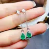 Venta al por mayor de fábrica Populares Pendientes de Esmeralda Natural Plata S925 Incrustados Piedra Principal 5*7 Joyería de Lujo Venta Directa de Fábrica