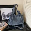 Nova bolsa tote jeans 2026 para mulheres, grande capacidade, bolsa de ombro, bolsa transversal, bolsa de mão, versátil, casual, simples, cor sólida