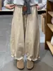 Pantalones casuales cortos marrones para mujer, otoño, talla grande, holgados, adelgazantes, petite, fluidos, pierna ancha, tipo globo
