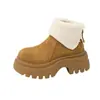 Botas de neve femininas espessas, quentes e antiderrapantes, com design que aumenta a altura, forro de fleece e um novo estilo para a temporada outono/inverno de 2026, com sola grossa e design versátil
