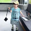 Conjunto de Pantalones Cargo de Mezclilla con Cremallera de Verano para Niños 2026 Nuevo Estilo de Verano Ropa Casual Fresca para Bebé Conjunto de Dos Piezas Moderno