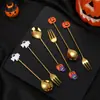 Juego Creativo de Acero Inoxidable con Dibujos Animados para Postre, Tenedor, Vajilla de Halloween, Cuchara para Remover, Cuchara de Café, Tenedor para Pastel, Tenedor para Frutas