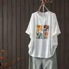 Camiseta Simples Solta Estilo Verão 2026 para Mulheres com Design Estilo Preguiçoso e Top Slimming Estampado Mht