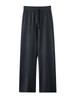 Nuevo Estilo de Verano 2025 Pantalones Casuales de Punto de Lana Peinada de 26 Hilos Color Sólido Cordón Holgado Pierna Ancha Estilo Largo