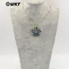 Wt-Jn310 Colgante Forma de Flor Patrón Concha de Abulón Brillante Reflectante Longitud Ajustable Collar para Mujer