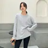 Camiseta de Manga Larga Redonda de Color Sólido Hecha a Medida de Fábrica, 200g, Talla Pequeña Camiseta para Vestir por Capas para Mujer, Personalización en Lotes Pequeños