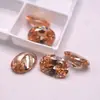 Piedra Suelta de Circonita Ovalada Color Champán, Piedra Preciosa con Parte Posterior Puntiaguda, Forma de Huevo, Piedra de Inlay para Anillo, Arete, Colgante DIY