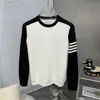 Suéter de Punto con Rayas de Cuatro Barras Estilo Raglán Marca Europea de Moda para Hombre Estilo Tb Suéter de Otoño e Invierno Venta al por Mayor de Fábrica Transfronteriza