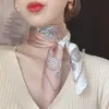 Pañuelo de Seda Estilo Old Money, Accesorio de Cuello de Lujo Ligero Francés de Gama Alta para Mujer, Modelo Nuevo 2026 Banda para el Cuello Pañuelo Cuadrado Pequeño
