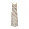 Vestido de Verano Estilo Europeo Sexy con Encaje Patchwork, Cuello en V, Estampado de Leopardo, Tirantes, Ajustado a la Cintura, Largo, para Mujer