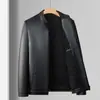 Nueva Chaqueta de Cuero Pu Haining para Hombre Otoño e Invierno, Chaqueta tipo Papá de Piel de Oveja, Chaqueta de Cuero para Hombre de Mediana Edad con Forro Polar, Abrigo Engrosado y de Corte Holgado