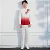 Atuendo de Coro Unisex para Adultos Estilo Chino, Vestido Formal de Cuello Alto, Túnica Larga, Atuendo de Presentación, Traje Rojo para Concurso de Canto